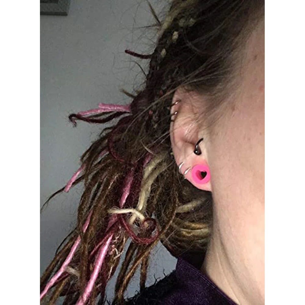 1 Pair Heart Soft Flexible Silicone Ear Plugs Double Flared Expander Flesh Tunnels Body Jewelry 6-20mm Multiple Colors