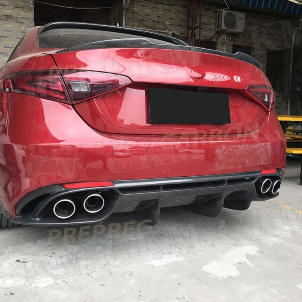 Carbon Fiber Rear Bumper Diffuser Lip Spoiler for Alfa Romeo Giulia Standard/ Sport Car Decoration Body Kit 2017 +