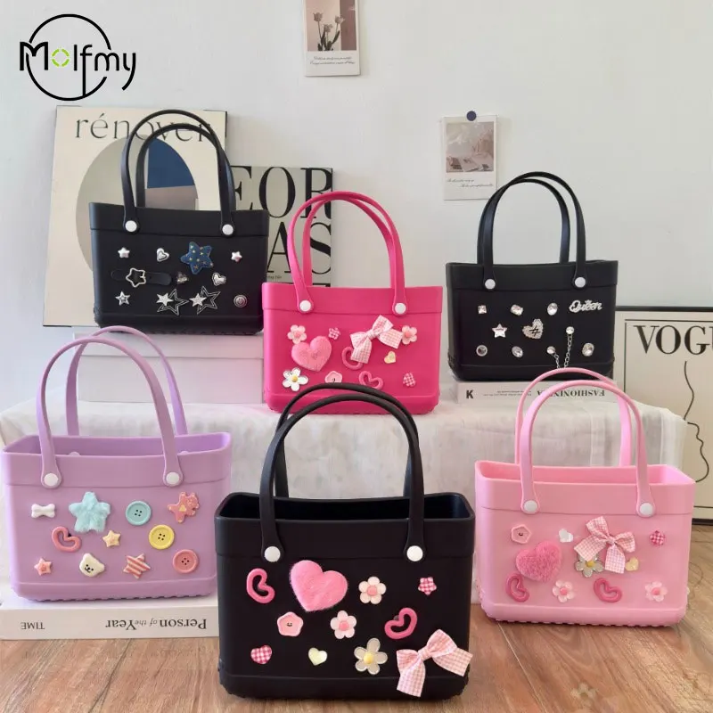 Large Eva Beach Tote Bag Fashion Mommy Diaper Storage Baskets Summer Rubber Tote Bag With Accessories Handbag Sundries Organizer