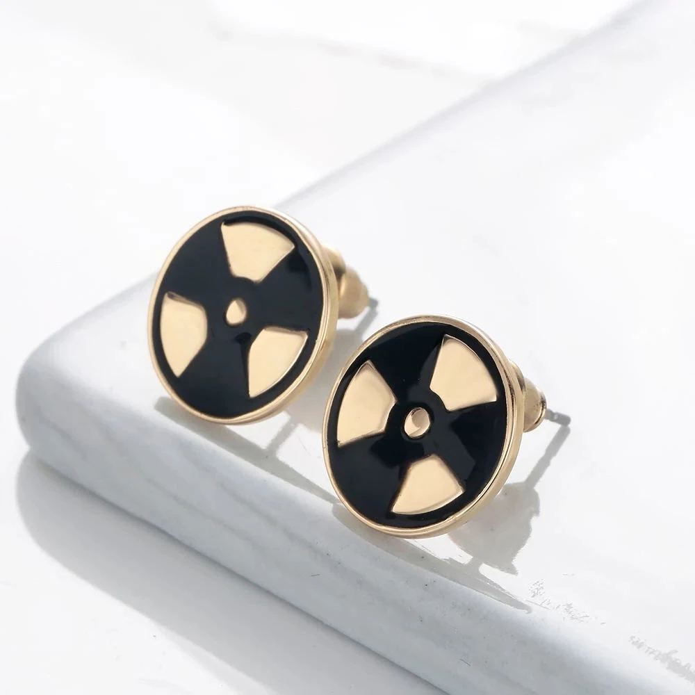 New Classic Nuclear Radiation Stud Earring Simple Small Medical Chemical Science Jewelry Earrings Accessories for Women Girls