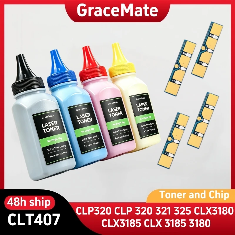 CLT-K407S Toner Powder Chip for Samsung CLP320 CLP 320 321 325 CLX3180 CLX3185 CLX 3185 3180 CLT407S CLT-407S CLT 407S