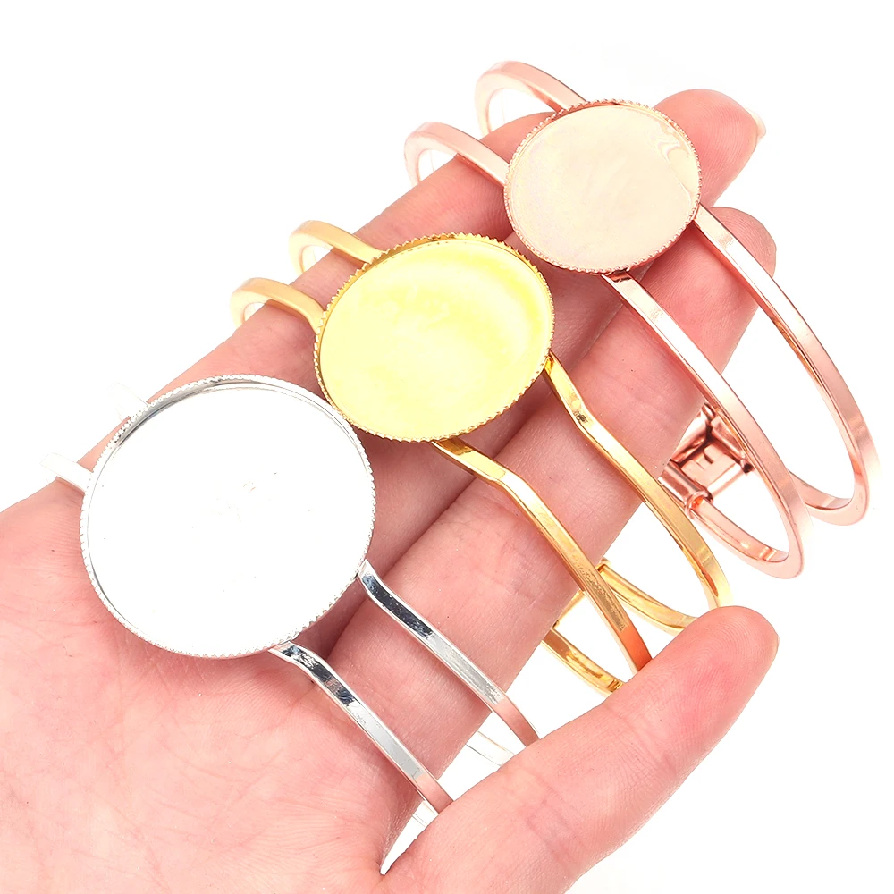 SAUVOO High Quality Copper Bangle Base Metal Bracelet Blank Tray Bezel Settings Base Fit 20/25/30mm Jewelry Making Accessories