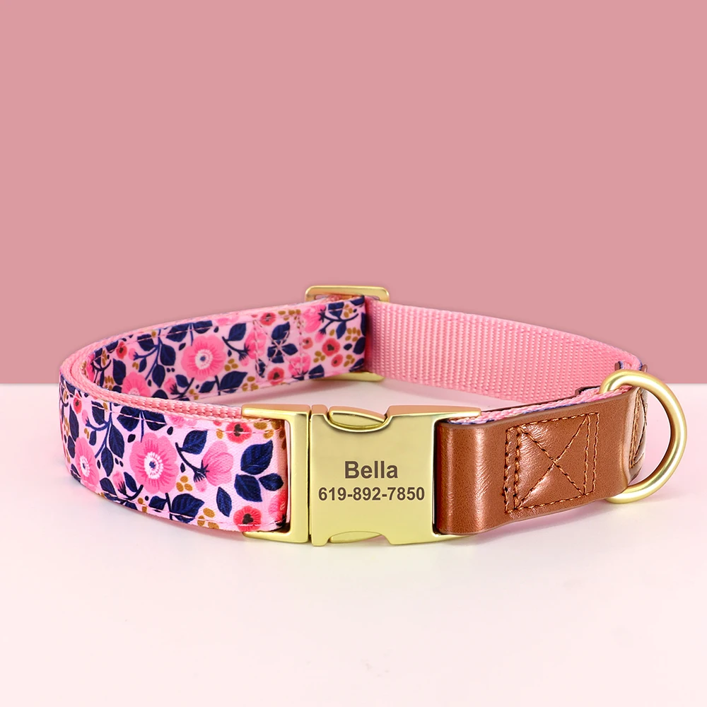 Personalized Nylon Dog Collar Printed Dog Collars Free Custom Pet ID Necklace Adjustable for Small Medium Large Dog Pitbull Pug