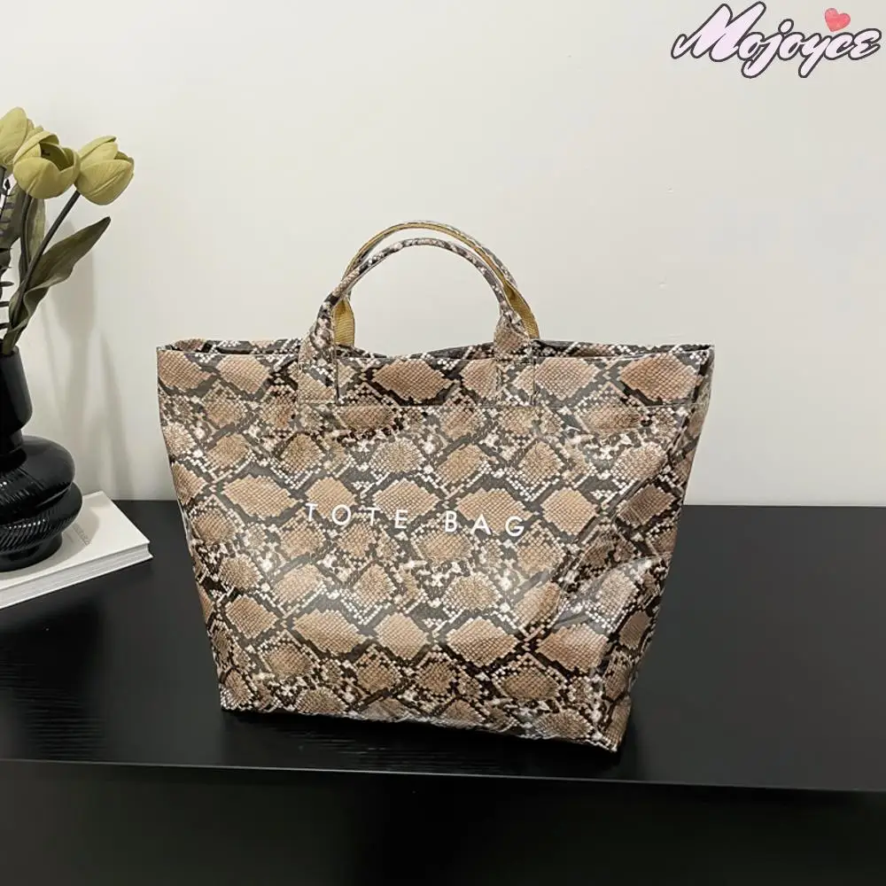 

Retro Women's Tote Handbag Large Capacity PU Textured Top-Handle Bag Ladies Grocery Hand Bags PVC Waterproof Daily Shopping Bags