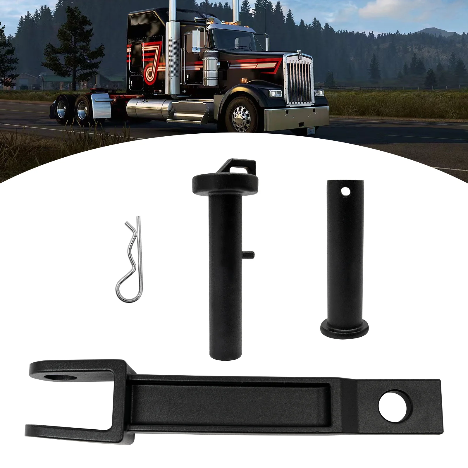 Trailer Rod Bearing Black Strong and Wear-Resistant Single Tow Hook with Pull Pin for Peterbilt /Kenworth