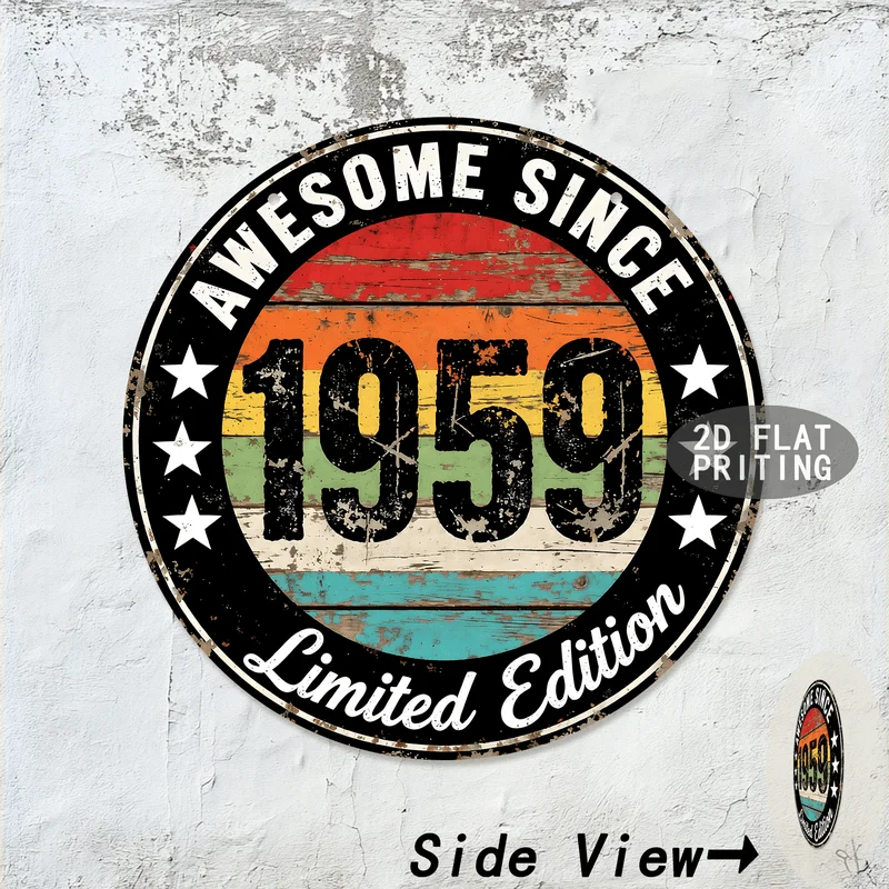 Round Vintage Metal Tin Sign Custom Birth Year Birthday Travel Limited Edition Wall Decor For Garage Bar Home Wall Art