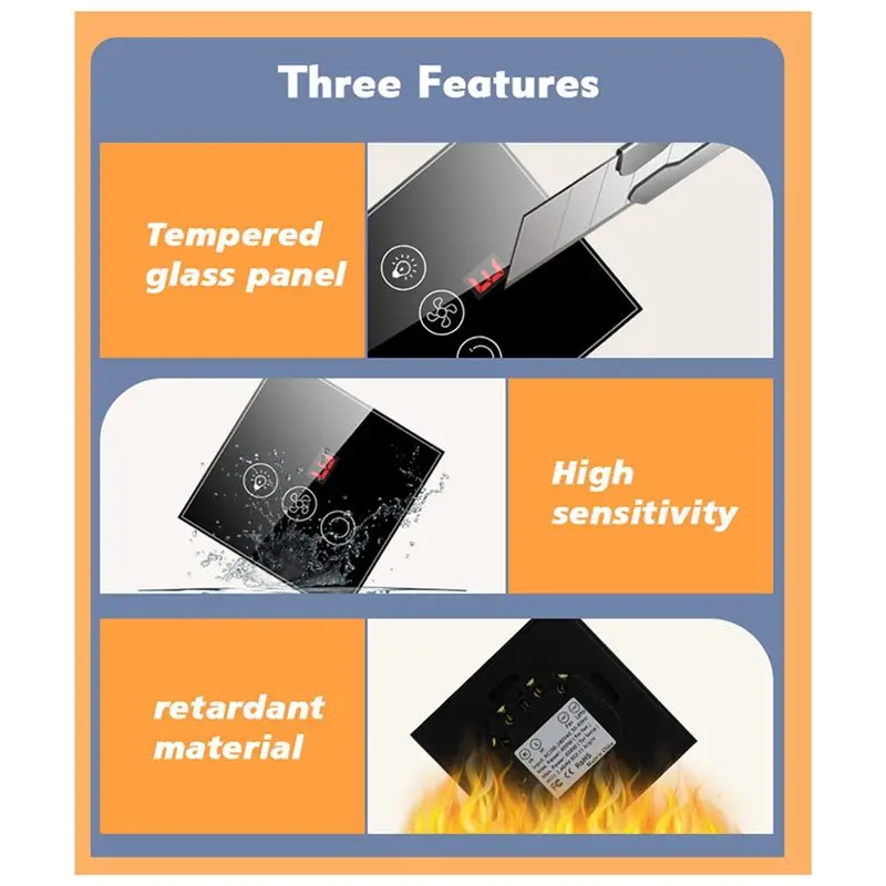 A84E-Switch Tuya Smart Switch Ceiling Fan Lamp Alexa Google Home Remote APP Control Control Speed Works White EU Plug