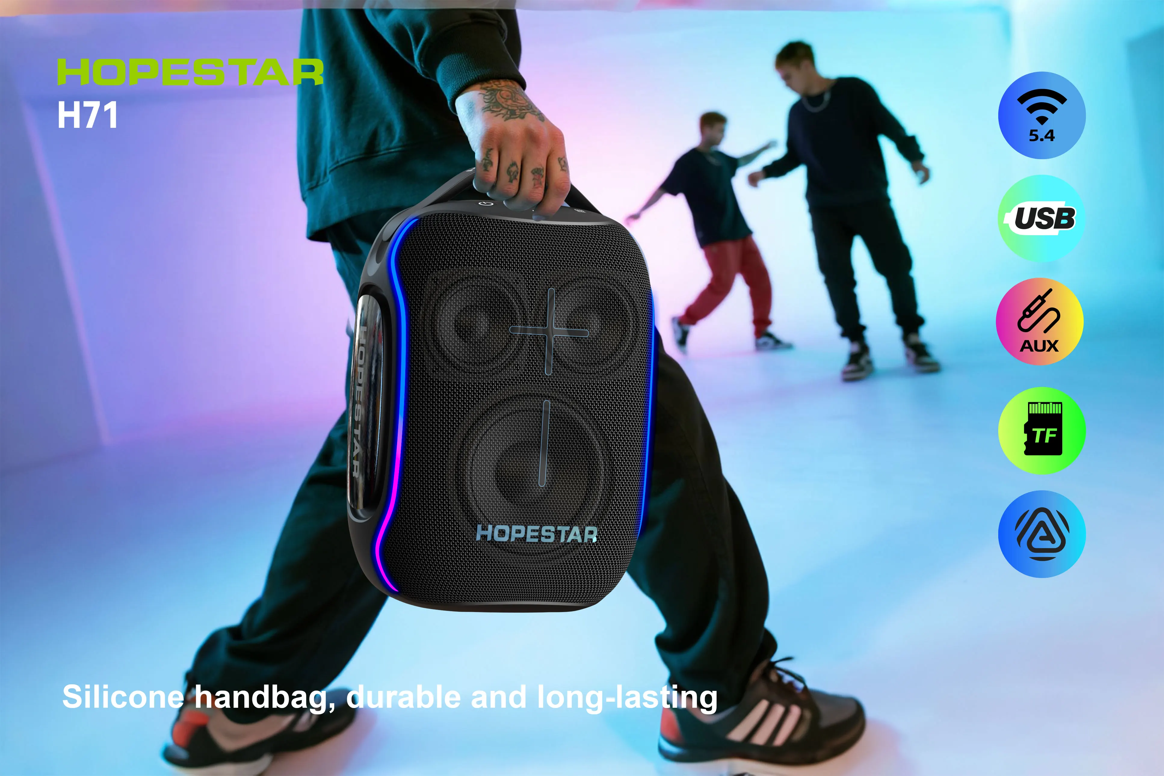 HOPESTAR H71 120W Portable  5.4 Speaker, 22000mAh Battery, AI Bass RGB Light Outdoor Party Loudspeaker