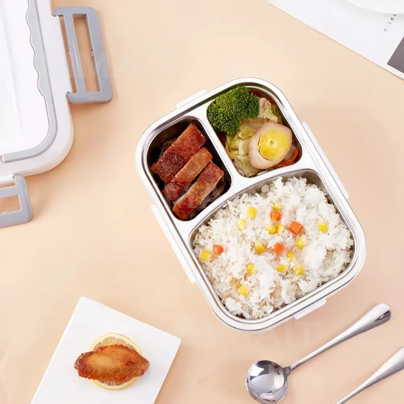 12V 24v Food Heating Electric Lunch Box, Family Car Portable 304 Stainless Steel