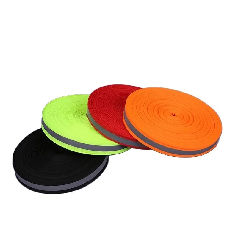 2cm Highlight Reflective Webbing Warning Tape Polyester Fluorescent Ribbon