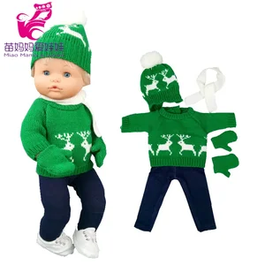 16 Polegada roupas de boneca nenuco camisola rosa chapéu cachecol ropa y su hermanita 40 cm trajes de boneca de bebê inverno conjunto de natal 9 principais vendas roupas de nenuco - №9