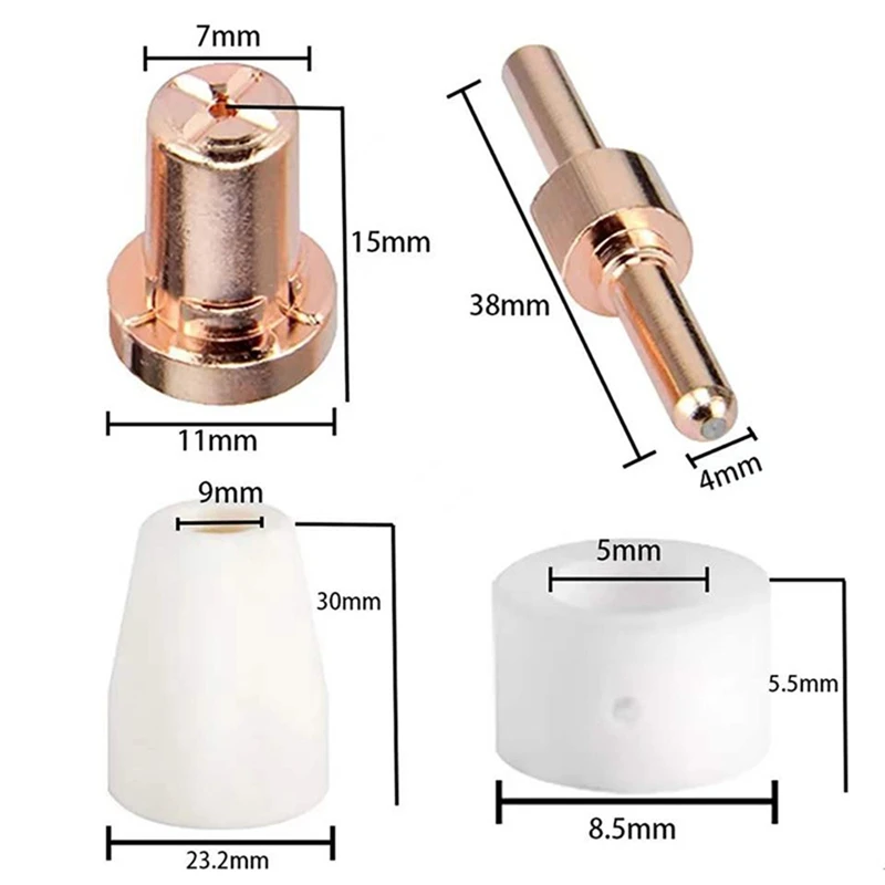 DT16 65 Pcs PT-31 -40 Plasma Cutting Tip Electrode Nozzle Set, Consumables for 30-50 for Amp Plasma Cutter