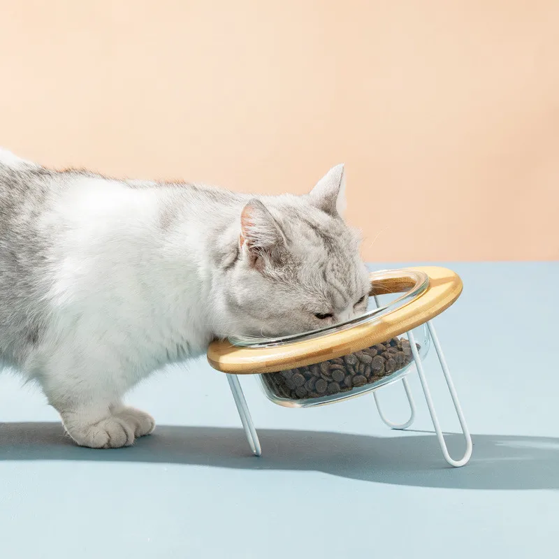 

Милая керамическая миска для собак и кошек, нескользящая конструкция с подставкой, защита шейного отдела позвоночника, миска для кормления домашних животных, прочные, легко чистящиеся аксессуары для собак