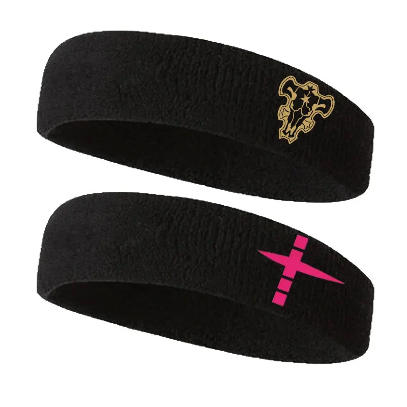Black Five-Leaf Clover Asta Headband Sport Sweat Absorbent Running Fitness Hairband Bull Team Cosplay Accessory for Teens