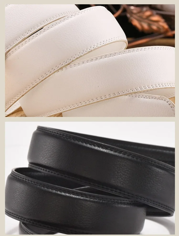 2.4 2.8 3.0 3.5 Width Belt No Buckle for Automatic Buckle PU Leather Belts Without Buckle for Men Women No Buckle 4 Size Wide