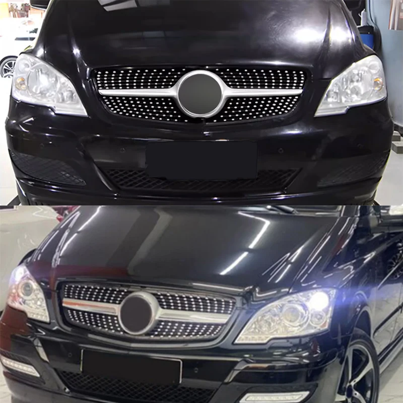 Front Bumper Grille Grills For Mercedes-Benz W639 Viano/Vito 2011 2012 2013 2014 Facelift ABS Diamond Racing Grill