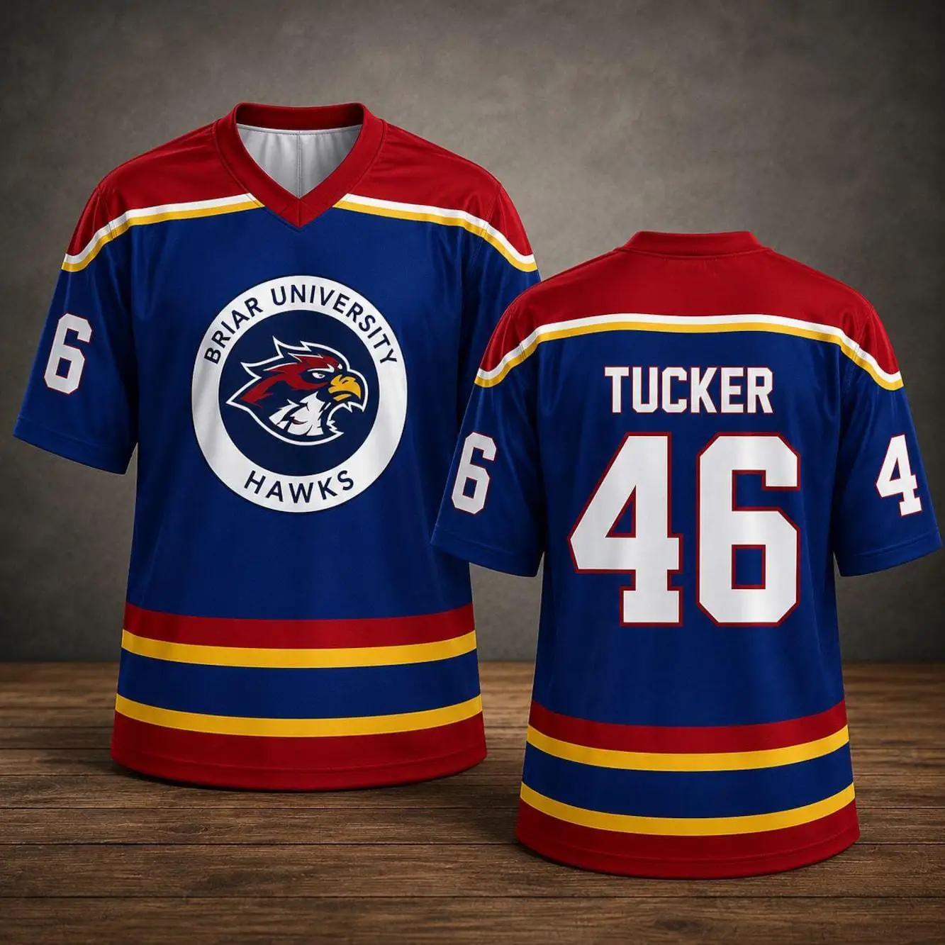 Briar University Hawks Hockey-Trikot Elle Kennedy Off-Campus Graham 44 Logan 22 Tucker 46 DiLaurentis 66 Cosplay Y2K Sportshirt – Detail 10