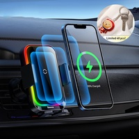 Good Car Phone Holder Infrared RGB15W QI Wireless Phone Charger for iPhone Xiaomi Samsung Car Mount Fast Charging Easy Control