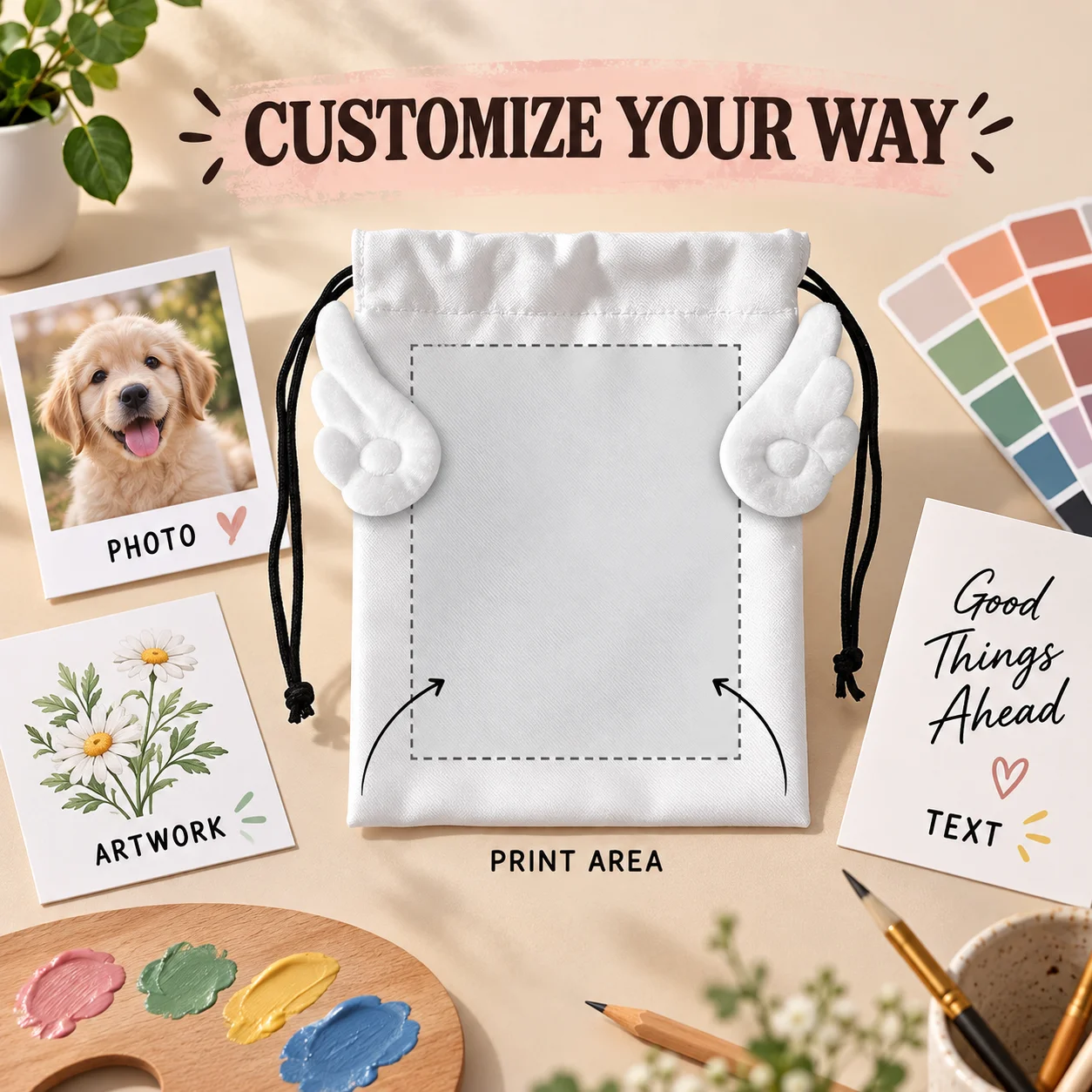 Custom Gift Bags Logo Text Name Party and Gathering Gift Bags Christmas Gifts Personalized Photo Drawstring Cute Bag Portable