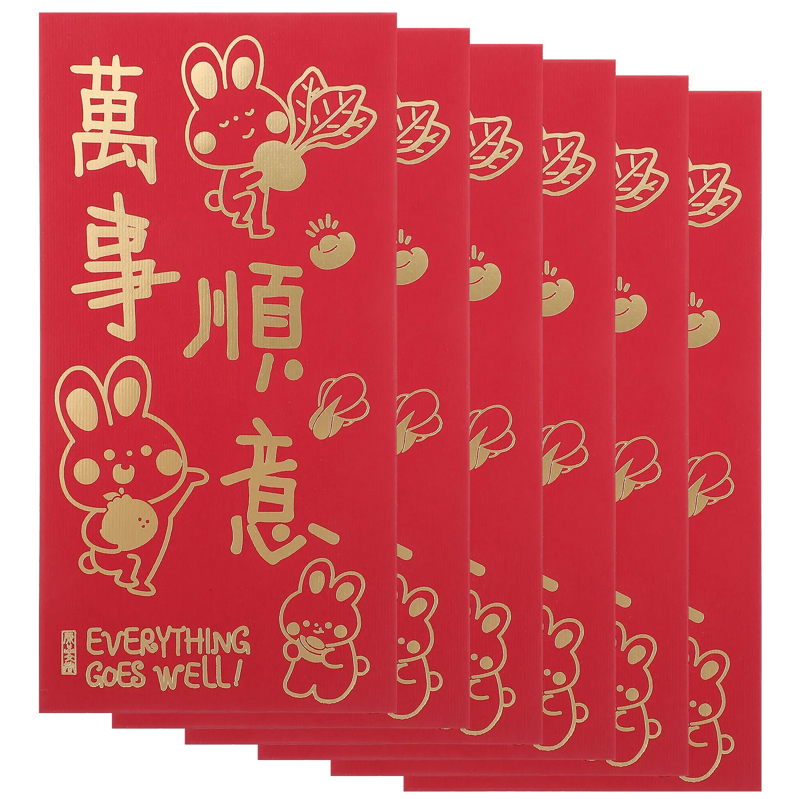 

6 шт., красные конверты с мультяшными кроликами, китайские традиционные бумажные красные пакеты, декоративные новогодние конверты для денег, праздничный подарок на удачу