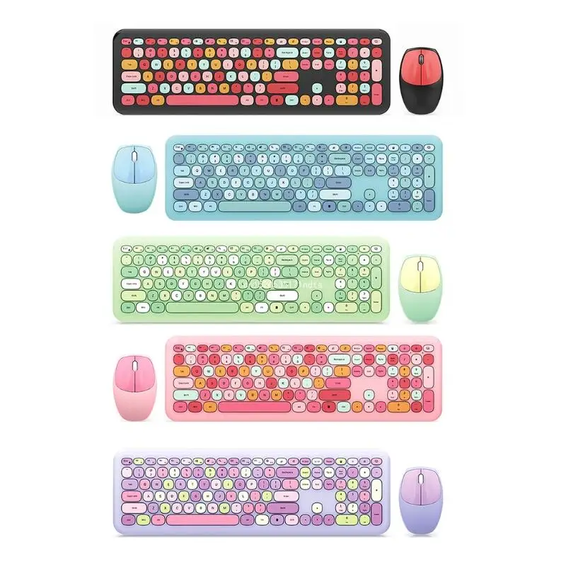 2.4G Wireless Multimedia Keyboard And Mouse Easy To Operate for Windows System Multi-Color Mute Wide Compatibility