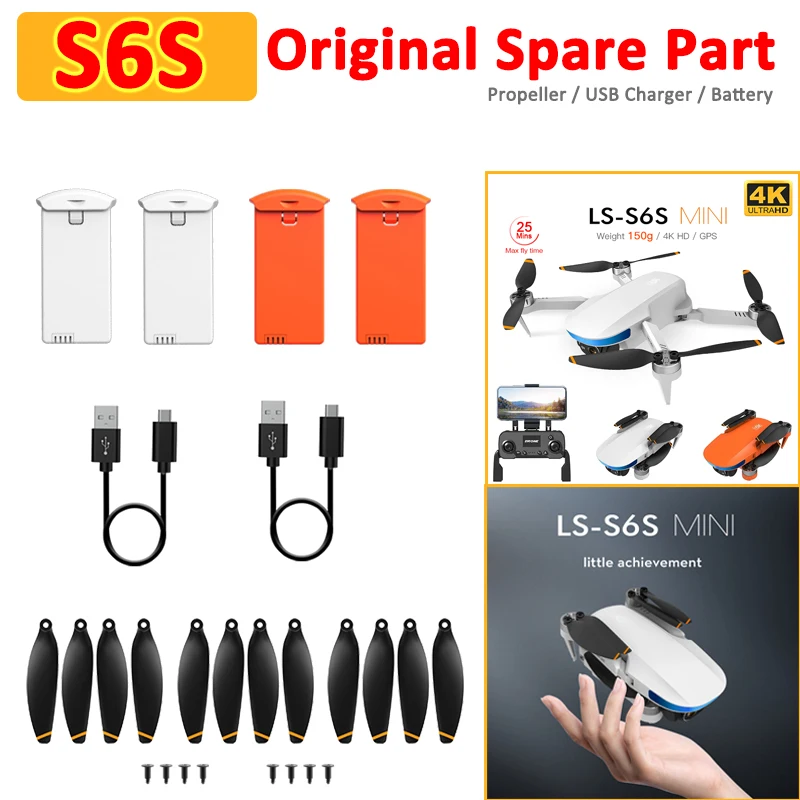 S6S Mini 3 Pro Drone Original Spare Part Propeller Maple Leaf Blade / Lipo Battery Battery Charger USB Charger S6S Accessory