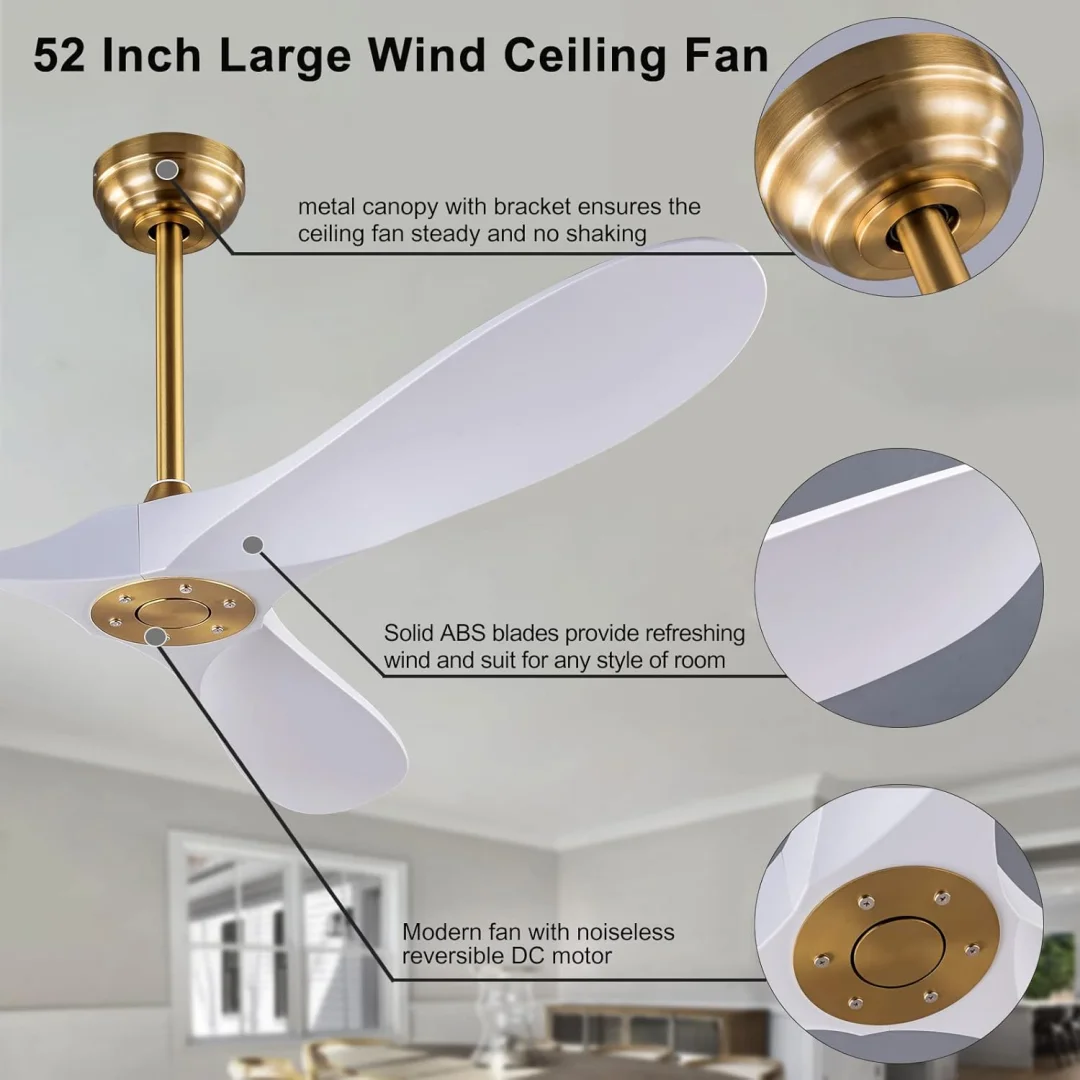 85V - 265V 60 Inch ABS Bland Ceiling Fan DC Motor Remote Control Ventiladores Para Casa Ceiling Fans 6 Speeds Ventiladores