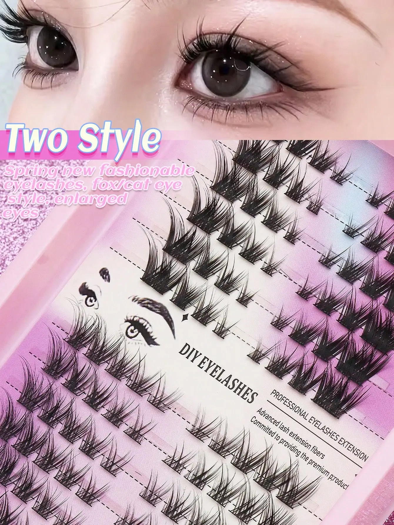 AYRMILLA's new C-type 96 cluster cat eye fox eye eyelash design is slim, natural and realistic, with a single cluster eyelash that is comfortable and seamless, easy to wear and remove makeup.