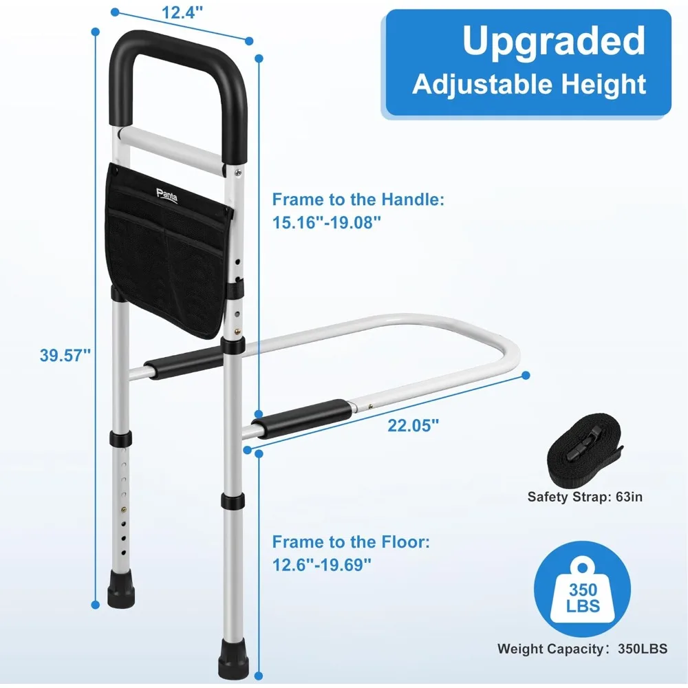 Bed Rails for Elderly Adults, Adjustable Bed Assist Rails for Seniors, Bed Side Rails with Support Legs and Storage Pocket