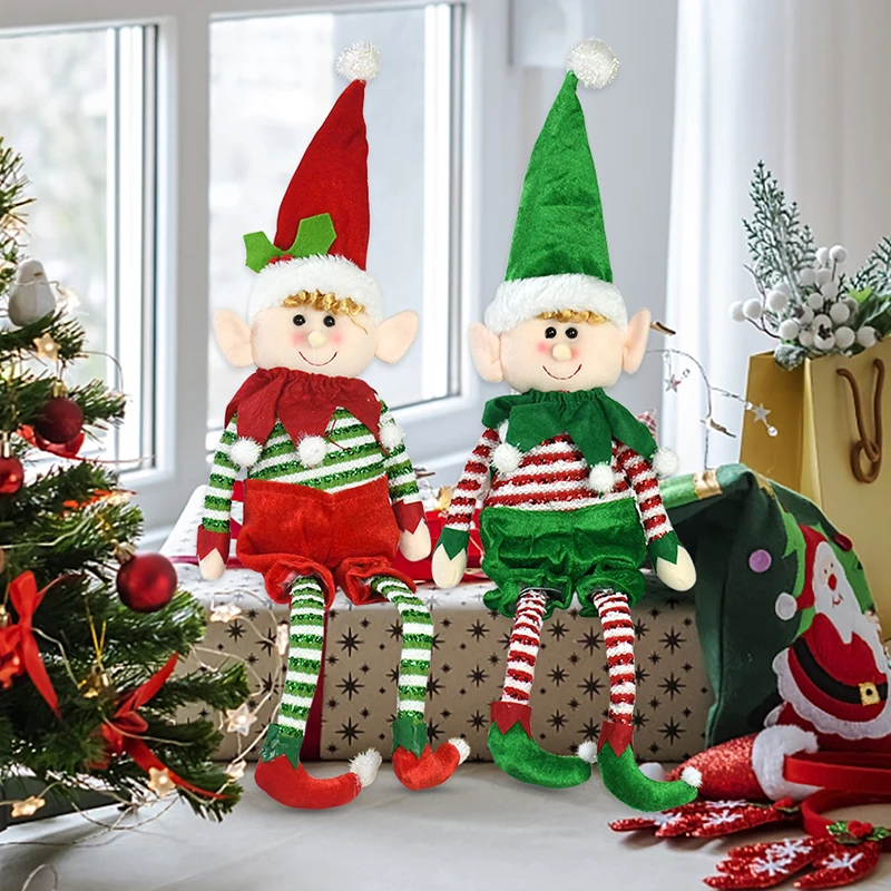 55cm Christmas Long Leg Elf Doll Ornament Boy Girl Plush Elf Doll Toy Pendant For Christmas Tree Home Decor Xmas New Year Gifts