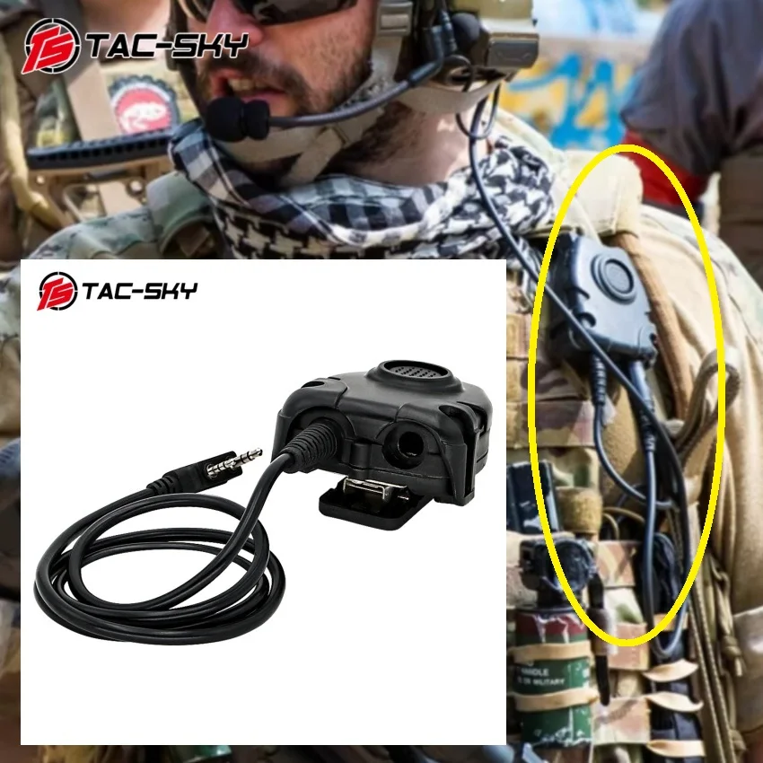 TAC-SKY Airsoft Gun Walkie-Talkie PTT Tactical Hunting Shooting Headset PTT Adapter K Plug