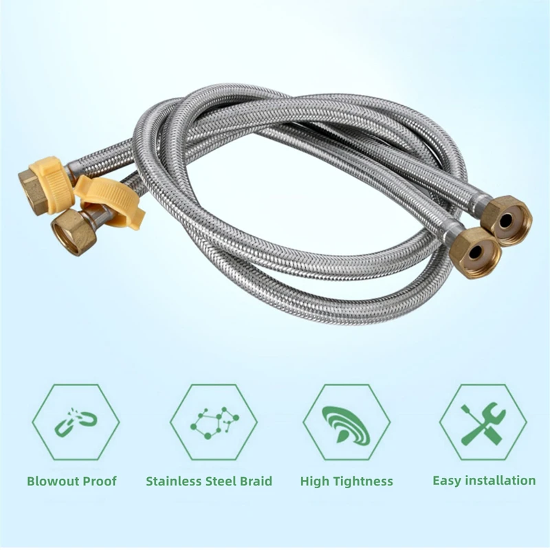 Good Quality 304 Stainless Steel Braided Hose Household Water Heater Toilet Faucet Hot and Cold Water 4‘’ Inlet Pipe Metal DN15