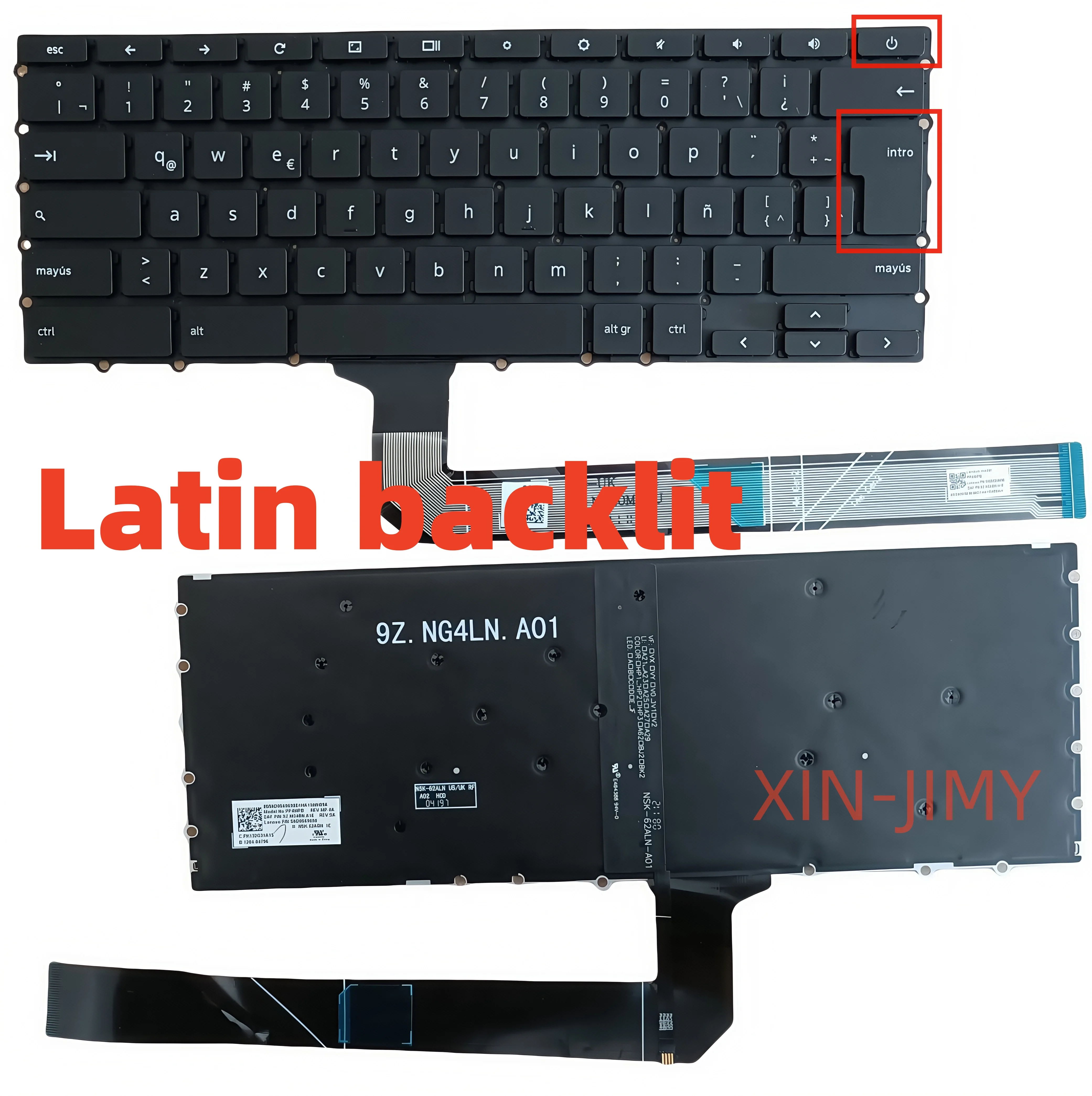 

Latin black Laptop keyboard For Lenovo Chromebook 14E Gen 2 LA Notebook with backlit
