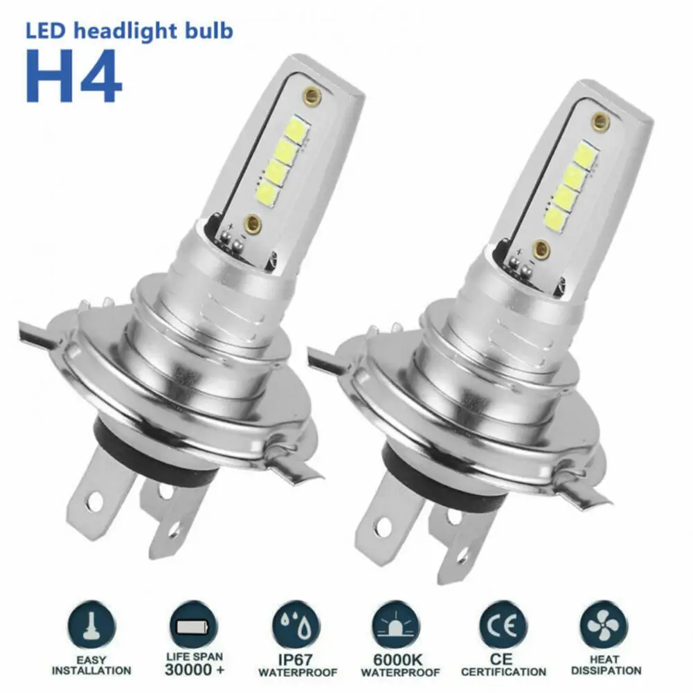 2Pcs/Set H4 LED Headlight Bulb White Light Energy Saving 8 LEDs High Brightness Headlamp Bulb Car LED Headlight Bulb