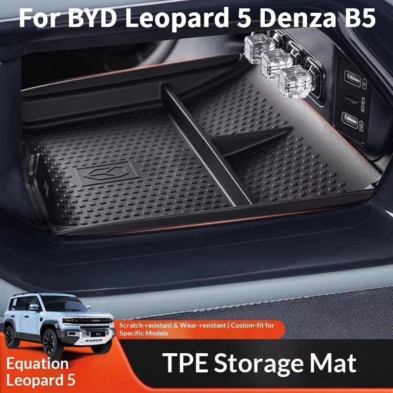 For BYD Leopard 5 Denza B5 Fangchegnbao Bao5 TPE Protective Tray for Car Center Console Under Seat Storage Box