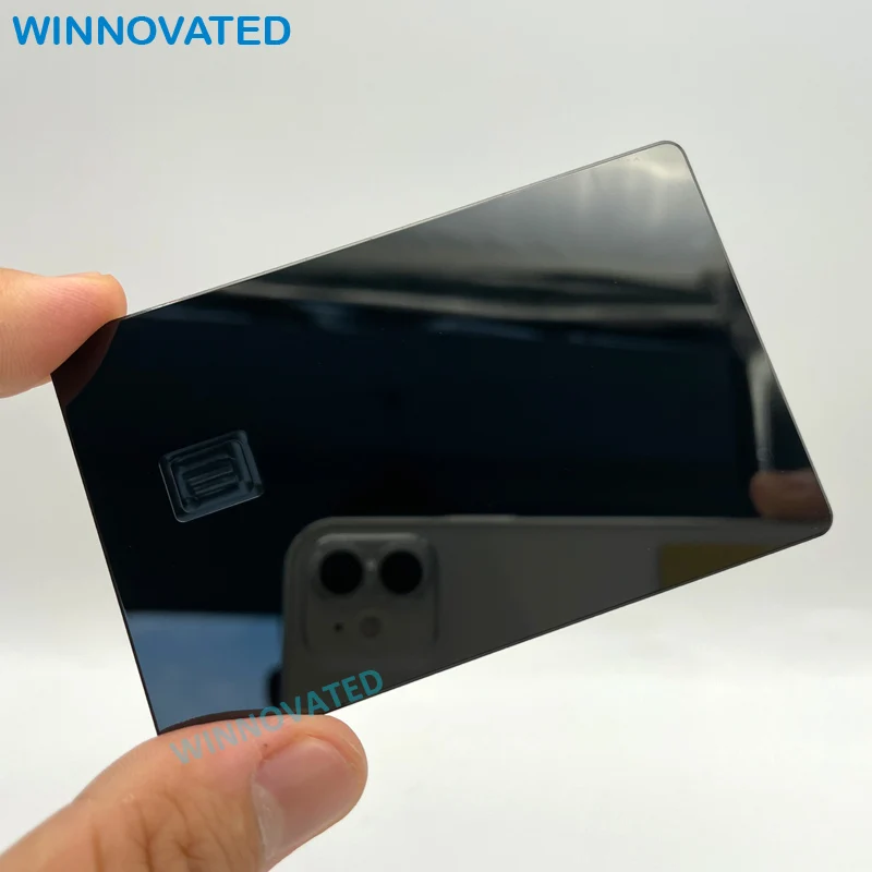 Customized product High-End 24K Gold Mirror Metal Card Smart Chip Invisible RFID Metal Business Cards