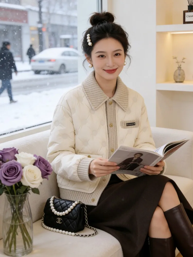 Winter New Faionable Thiened down Cotton Jaet Women's Turn-down Collar Puffer Coat Warmth Sli Anti-aging Fraance ...