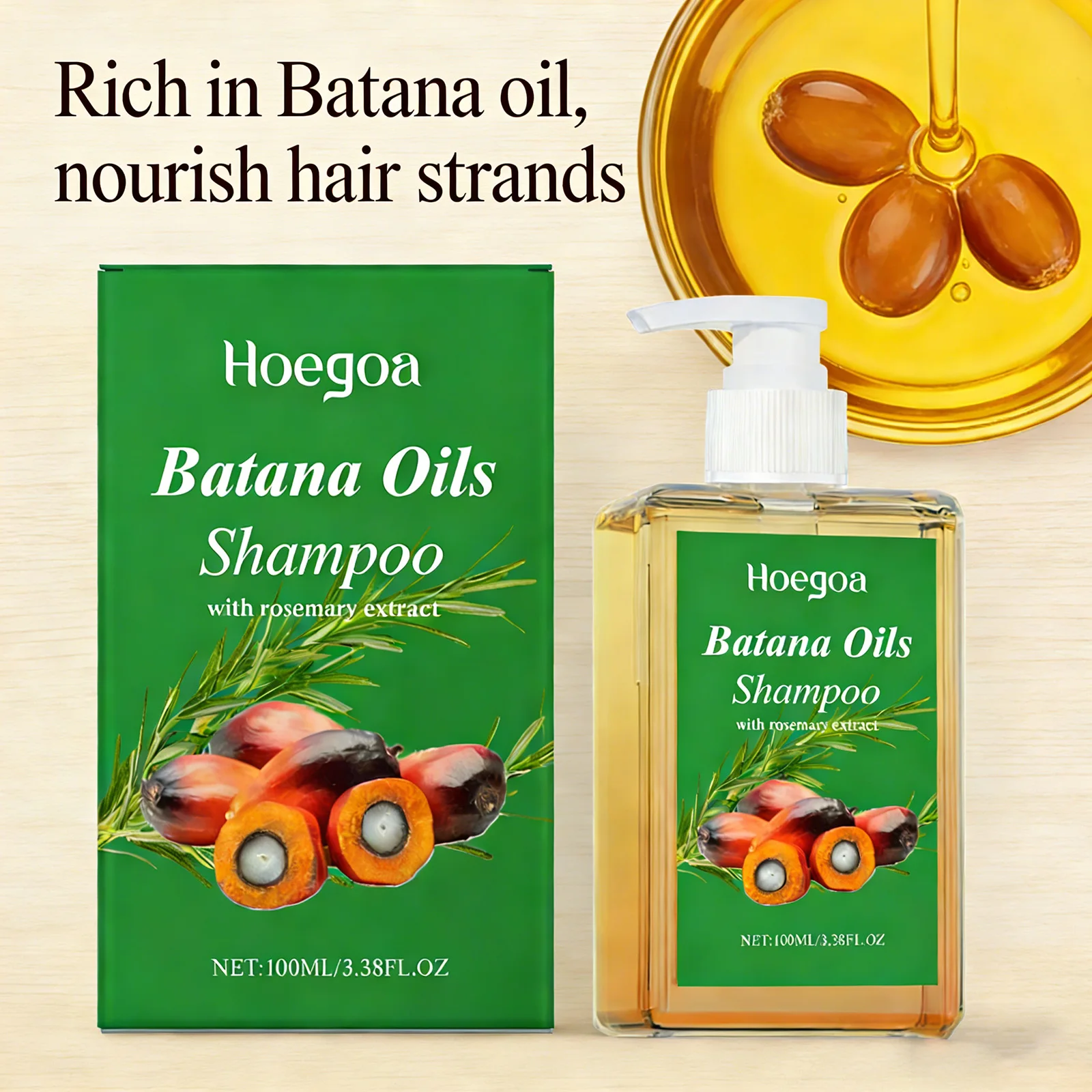Bio-Batana-Öl-Shampoo mit Rosmarin-Extrakt, intensive Reparatur gegen Haarausfall, stärkt geschädigtes, splissiges Haar, für alle Haartypen