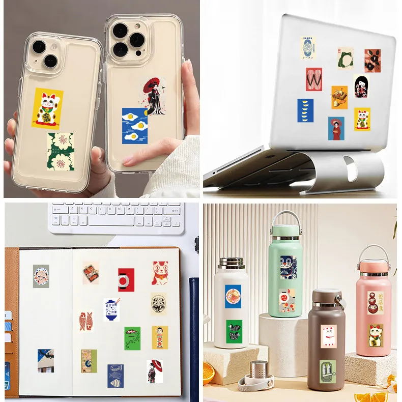 50pcs Cartoon Japanese Style Poster Stickers Refrigerator Phone Case Skateboard Computer Laptop Waterproof Decorative Stickers