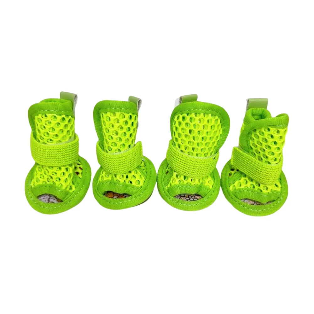 4Pcs/Set Casual Non-Slip Su Dog Shoes Soft Adjustable Dog Paw Protector Soft Sole Waterproof Mesh Foot Covers All Seasons
