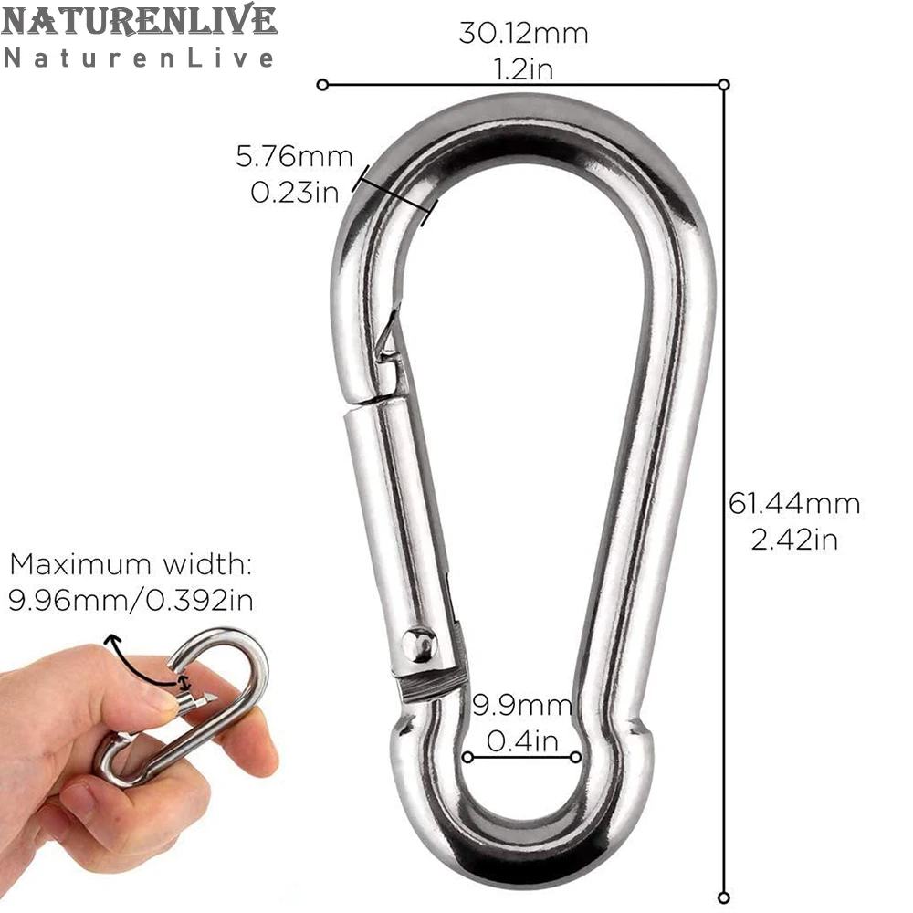 4PCS 6PCS 8PCS Carabiner Heavy Duty 304 Stainless Steel M6 Carabiner Snap Hook Gauge Steel Carabine Swivel Spring Clip