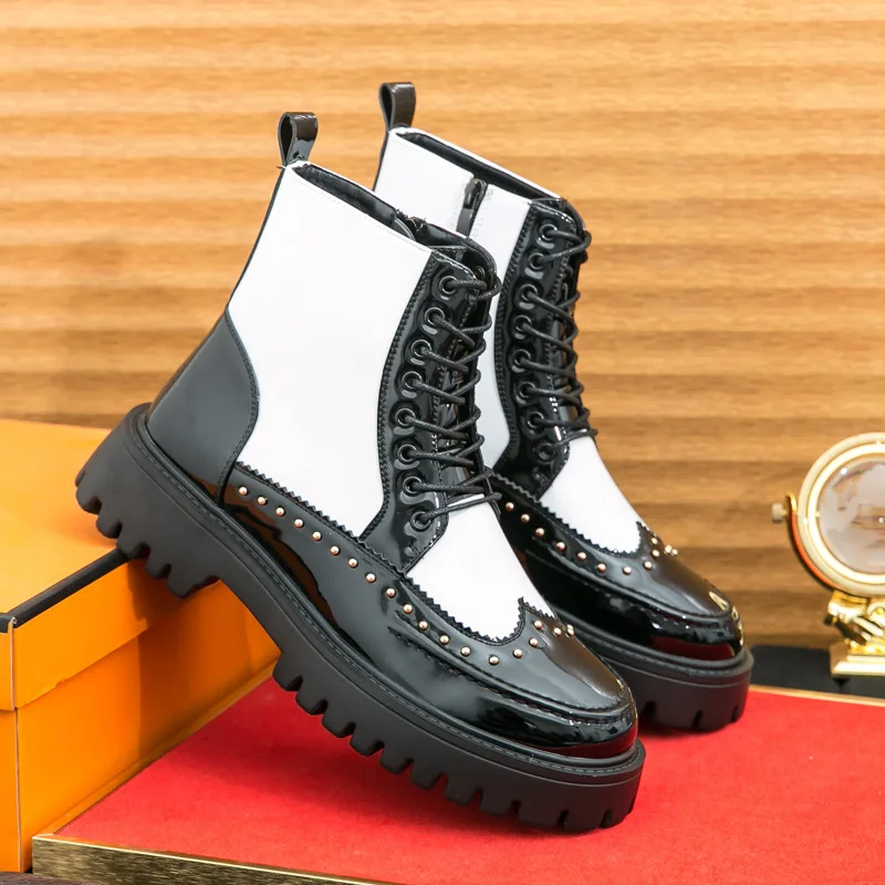 

Men's plus-size formal casual thick-soled height-increasing small leather shoes, British-style high-top leather shoes