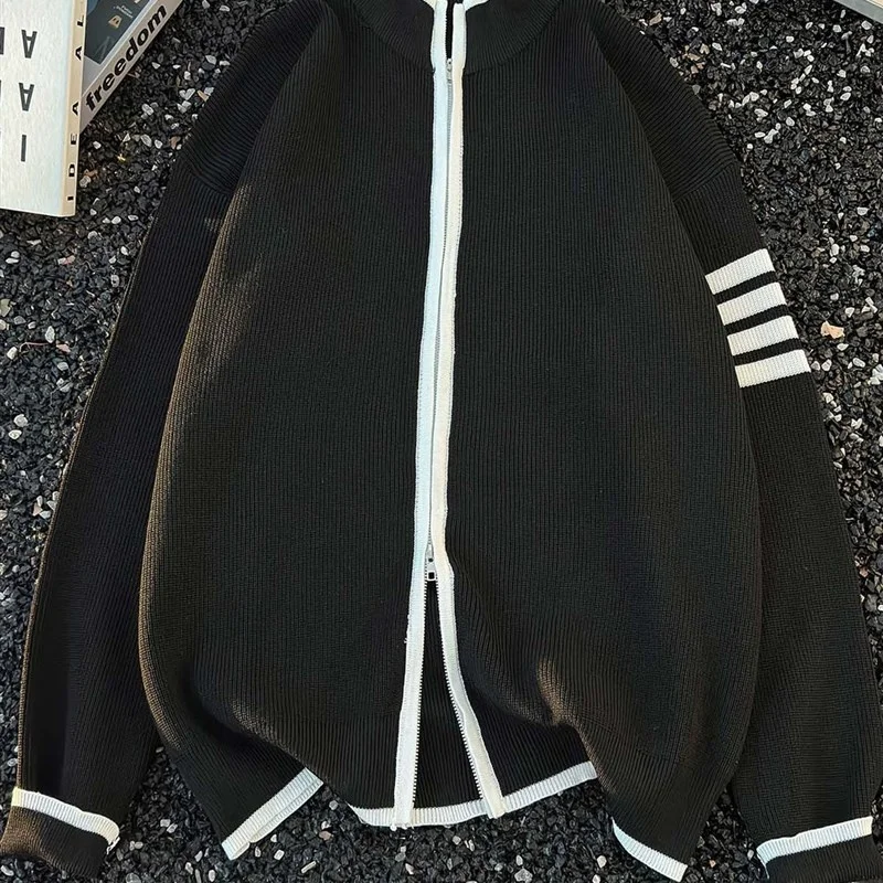 

Men's Knitted Cardigan Sweater Zipper Ne High Spor Casual Trendy Teenage Thiened Long Sve Midweight Winter Outerwear