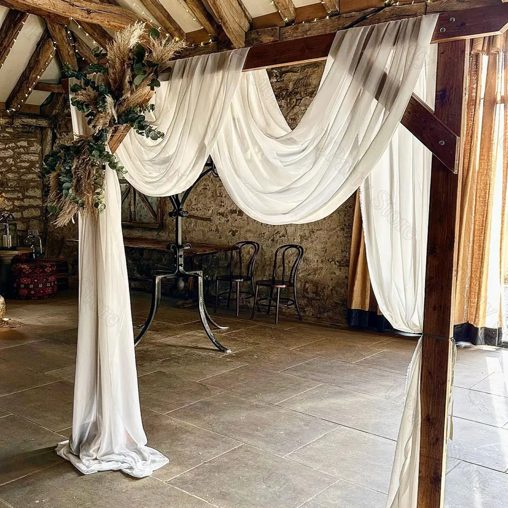 1/2Pcs White Wedding Backdrop Curtain Draping Fabric 19ft White Arch Drape for Bridal Shower Birthday Wedding Backdrop Decoratio