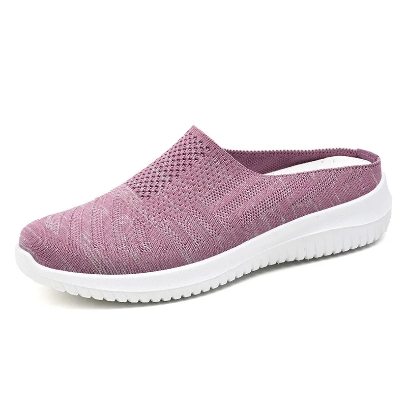 Women Mesh Half Slippers Summer New Fashion Breathable Mesh Soft Bottom Anti Slip Casual Lightweight Comfortable Slippers