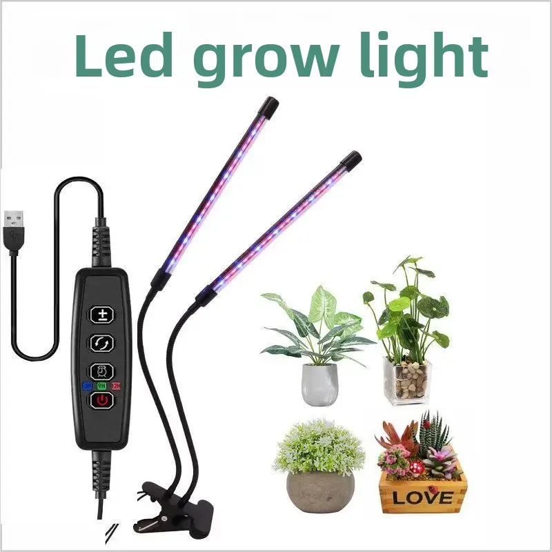 

Full Spectrum LED Grow Light for Plants with Control, USB Phytolamp for Home Flower Seedling - Clip-on Design