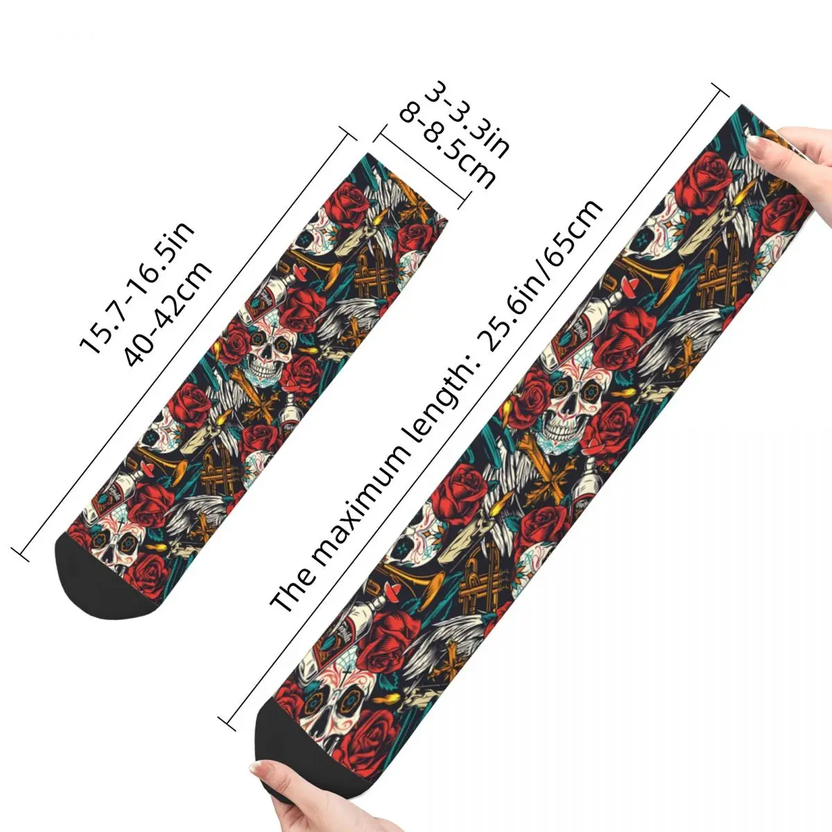 Retro Schädel Rose Graffiti Kunst Muster Kawaii Socken Sport Cartoon Muster Socken