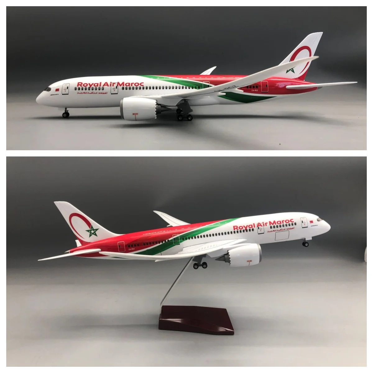 

43cm Royal Air Maroc b787 Airplane Model Diecast Resin Aircraft Collection W Landing Gear Wheels Light Souvenir Plane Toy gift