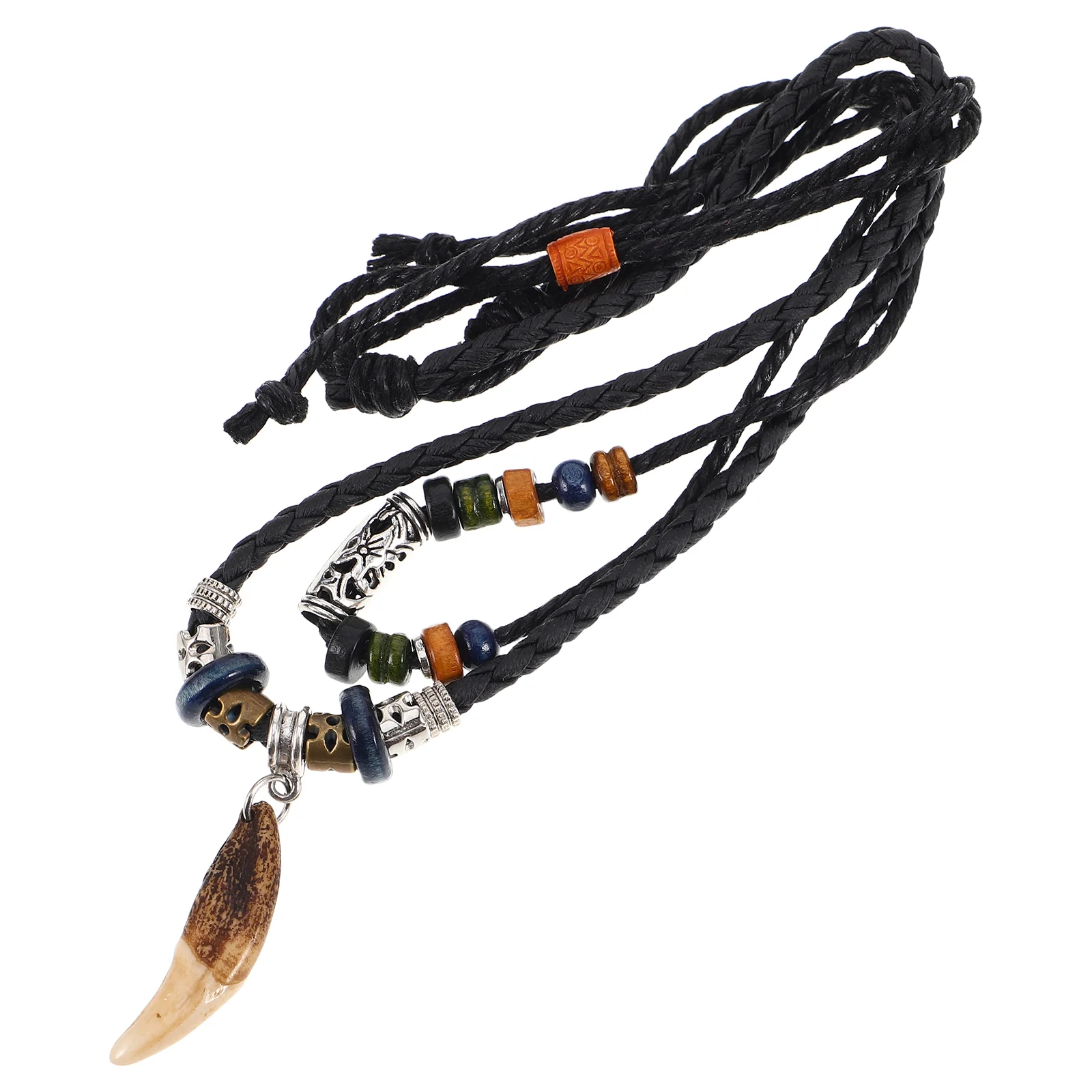 

Boho Style Shark Necklace For Men Braided Fake Necklace Vintage Style Tribal Necklace With Charms Pendant For Women Men