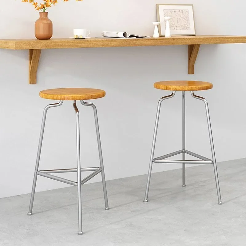 Simple Wooden Ironwork Bar Chairs Nordic Style Kitchen High Chair Modern Multifunctional Luxury Art Living Room Furniture
